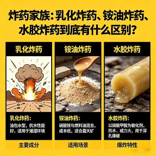 南吕镇炸药家族：乳化炸药、铵油炸药、水胶炸药到底有什么区别？